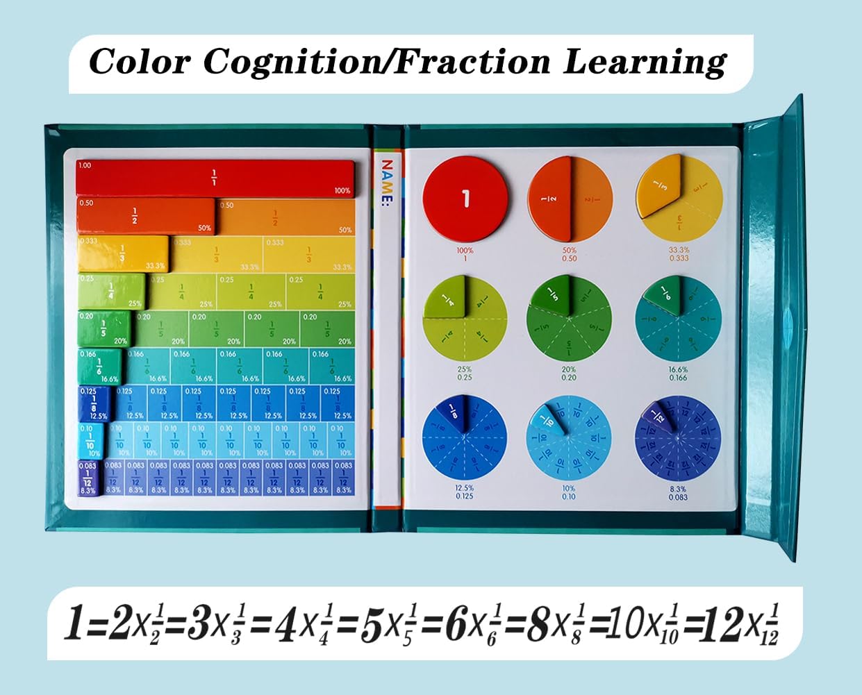 Magnetic Fraction Educational Puzzle Fraction Tiles and Circles, Equip Magnetic Score Disk Demonstrator,Math Manipulatives Enhance Early Primary School Students Mathematical Skills