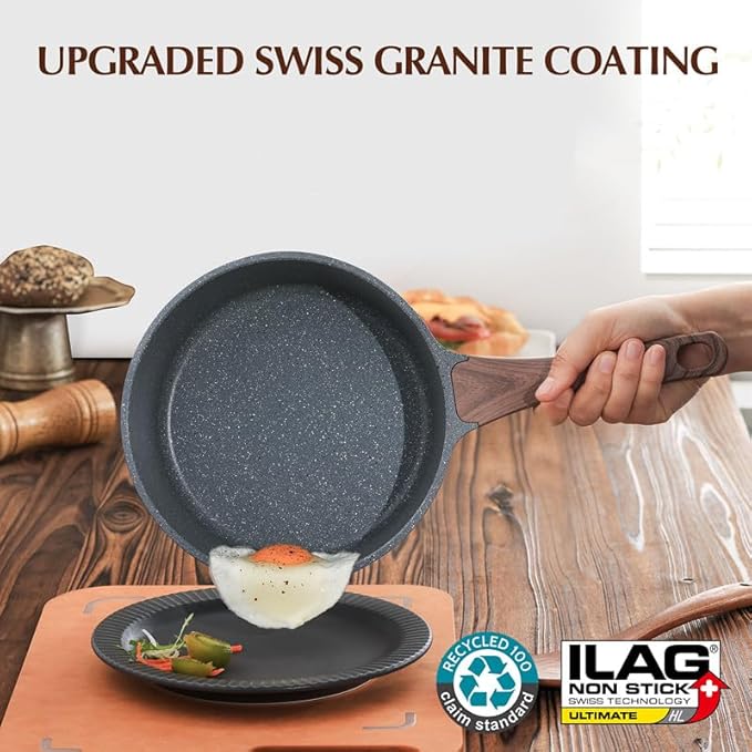 SENSARTE 1.5 Qt Nonstick Saucepan, Granite Coating, Induction Compatible