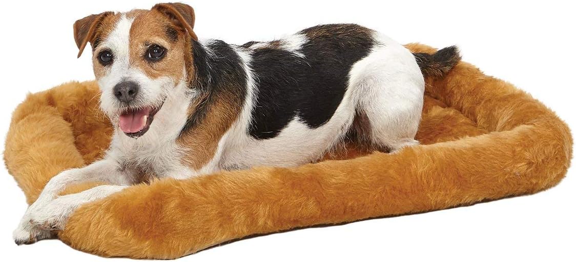 MidWest Homes for Pets QuietTime XXS Dog Bed – Cinnamon Faux Fur Bolster, Ultra-Soft and Machine Washable, Fits 18-Inch Crates and Carriers, for Small Dogs and Cats