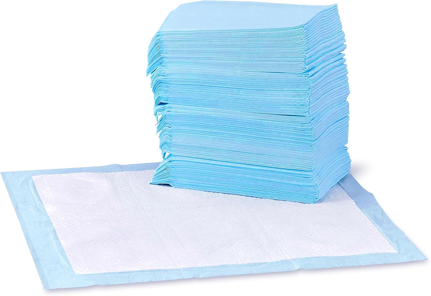 Dog and Puppy Pee Pads, 5-Layer Leak-Proof Super Absorbent, Quick-Dry Surface, Potty Training, Regular (22x22"), 100 Count, Blue & White