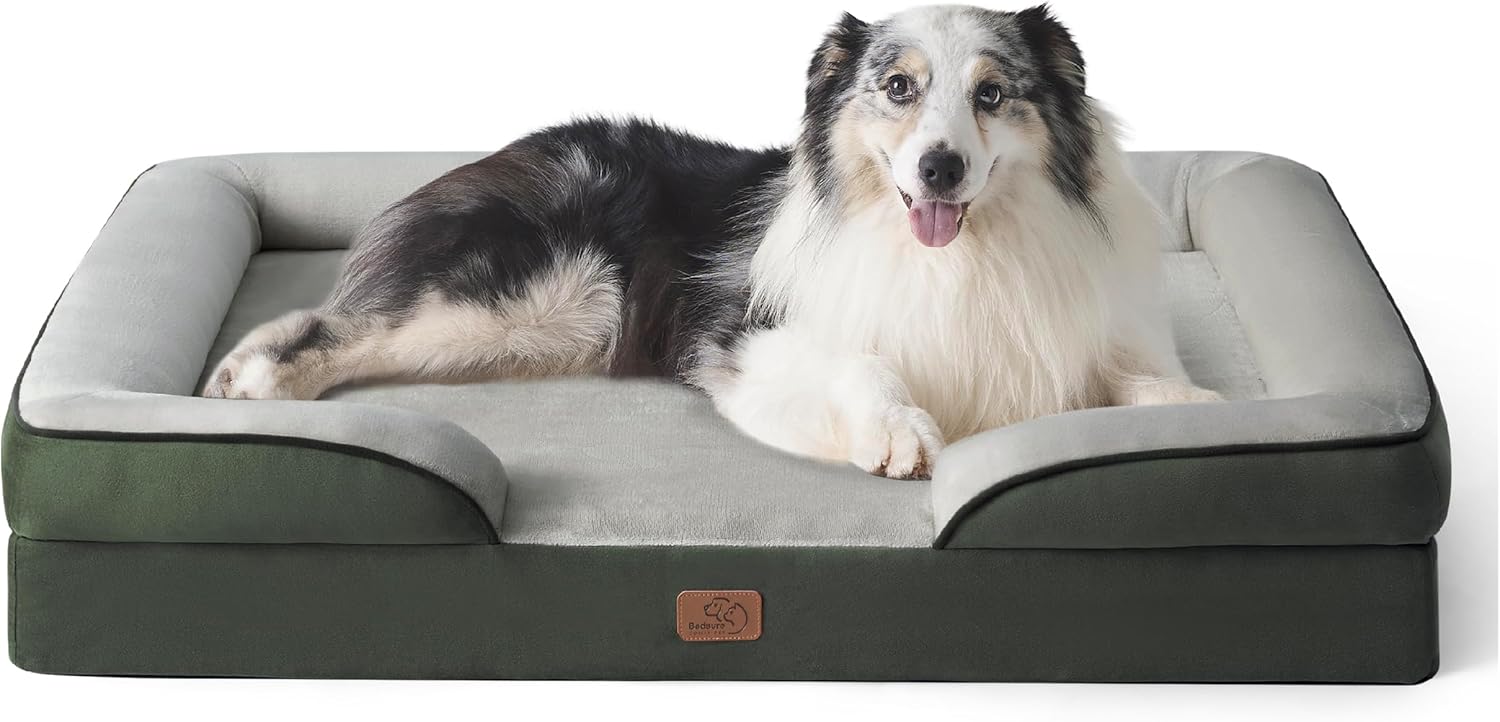 Bedsure Orthopedic Dog Beds Large Sized Dog - Washable Large Dog Cat Bed Waterproof, Comfort Dogs Couch Sofa with Washable Removable Cover, Pet Bed with Nonskid Bottom, Grey, 35"