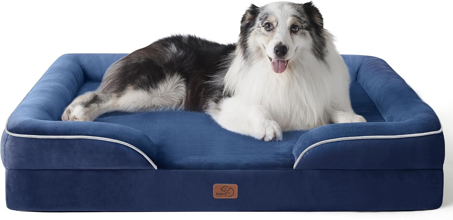 Bedsure Orthopedic Dog Beds Large Sized Dog - Washable Large Dog Cat Bed Waterproof, Comfort Dogs Couch Sofa with Washable Removable Cover, Pet Bed with Nonskid Bottom, Grey, 35"