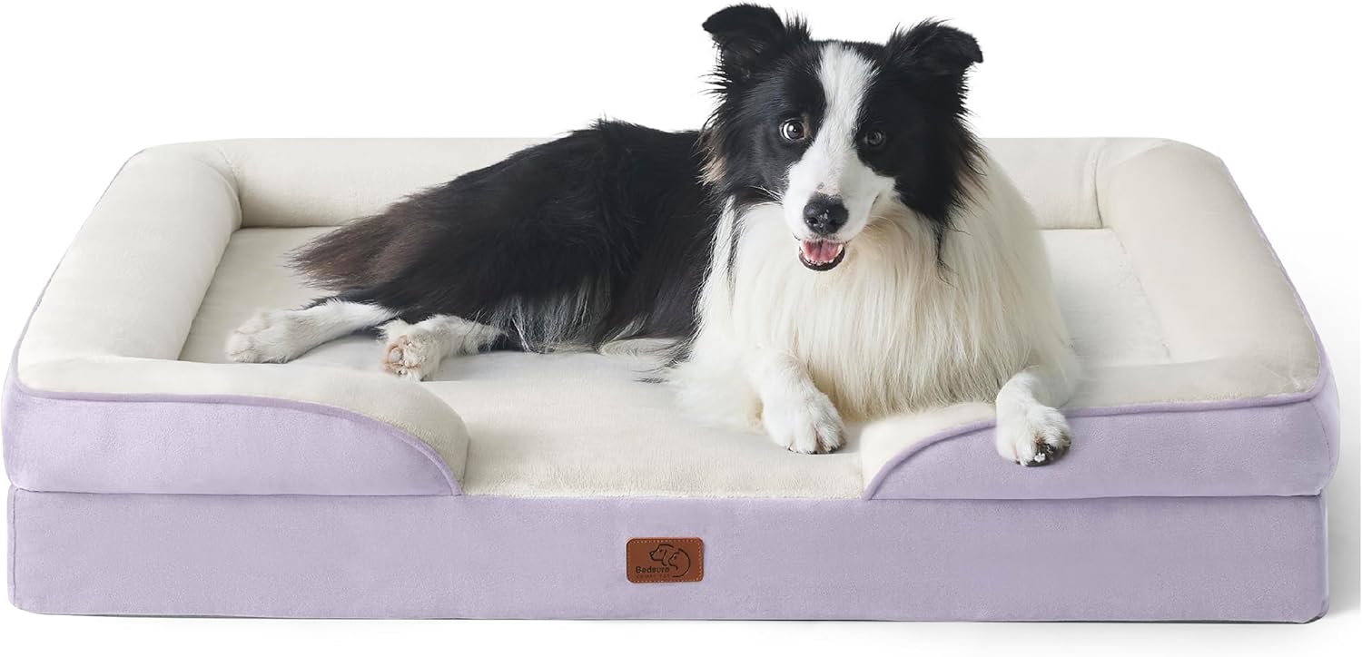 Bedsure Orthopedic Dog Beds Large Sized Dog - Washable Large Dog Cat Bed Waterproof, Comfort Dogs Couch Sofa with Washable Removable Cover, Pet Bed with Nonskid Bottom, Grey, 35"