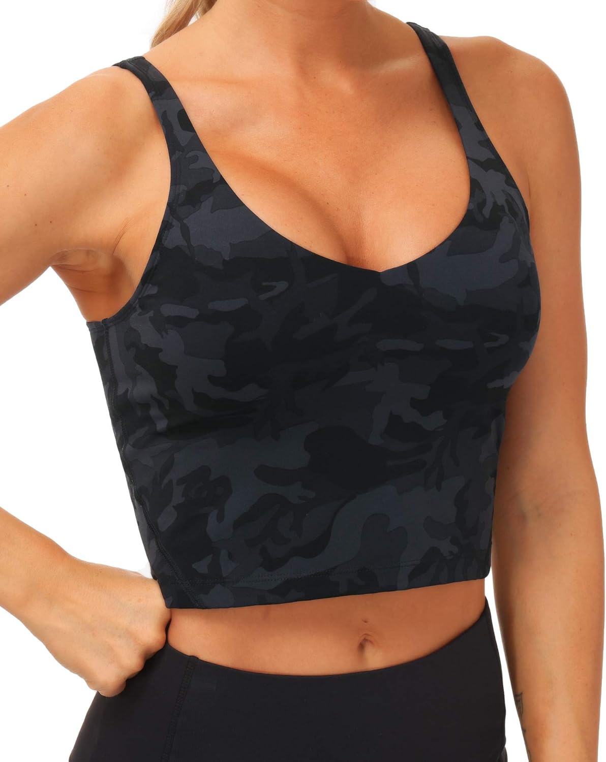 THE GYM PEOPLE Womens' Sports Bra Longline Wirefree Padded with Medium Support