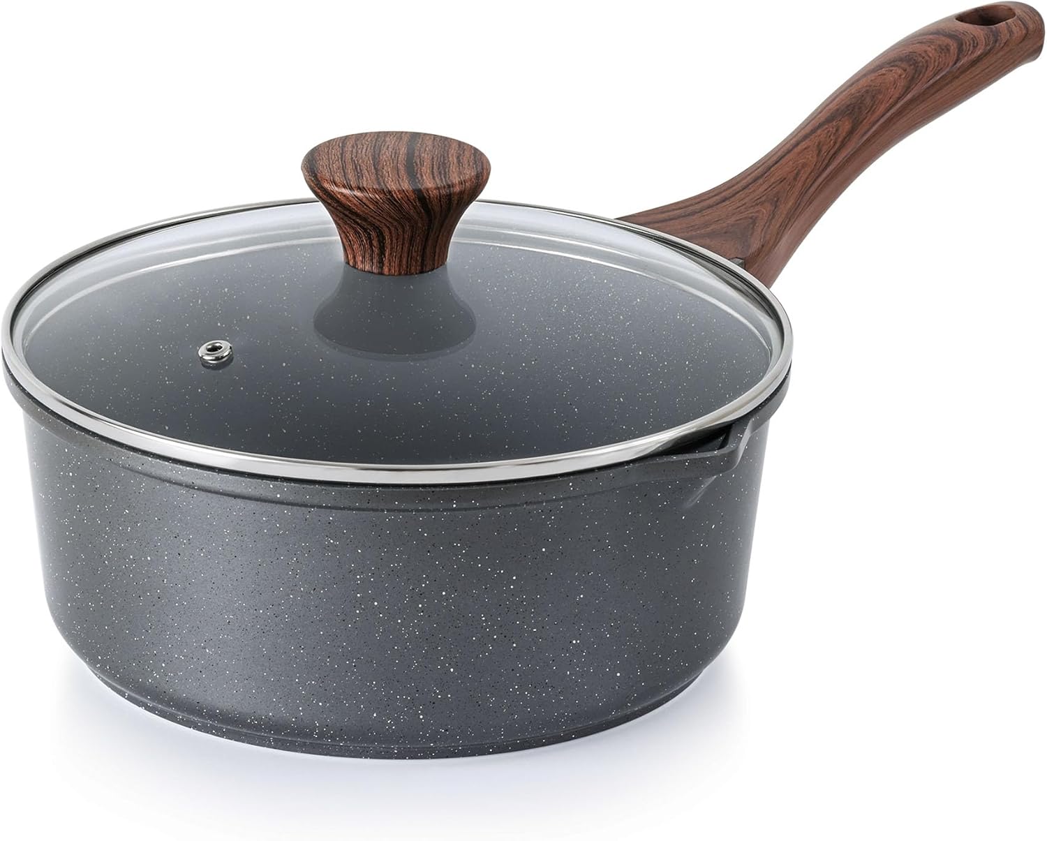 SENSARTE 1.5 Qt Nonstick Saucepan, Granite Coating, Induction Compatible
