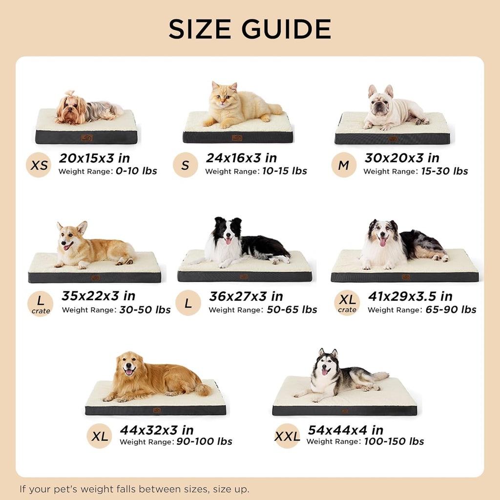 Bedsure Dog Beds Large Sized Dog - Comfy Flat Pet Beds with Removable Washable Cover, Orthopedic Egg Crate Foam Puppy Mat, Suitable for Pet Up to 65 lbs
