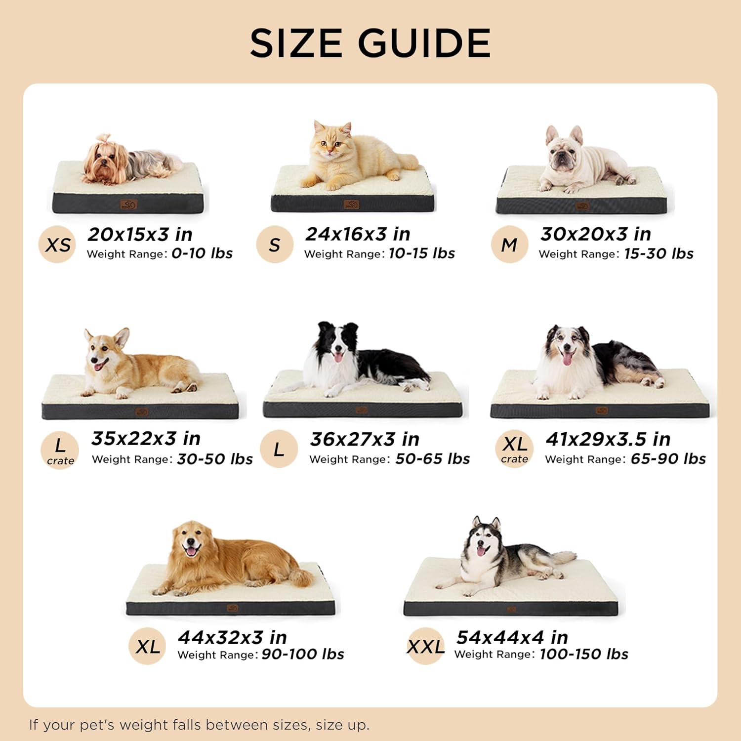 Bedsure Dog Beds Large Sized Dog - Comfy Flat Pet Beds with Removable Washable Cover, Orthopedic Egg Crate Foam Puppy Mat, Suitable for Pet Up to 65 lbs