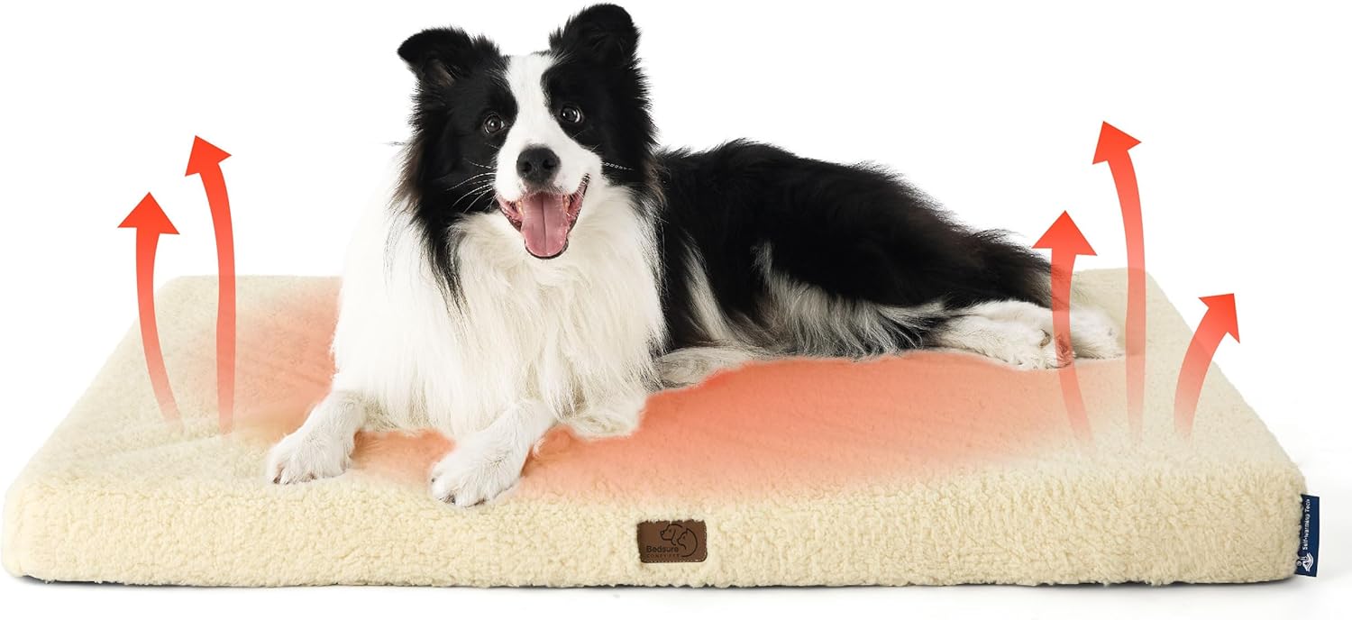 Bedsure Dog Beds Large Sized Dog - Comfy Flat Pet Beds with Removable Washable Cover, Orthopedic Egg Crate Foam Puppy Mat, Suitable for Pet Up to 65 lbs