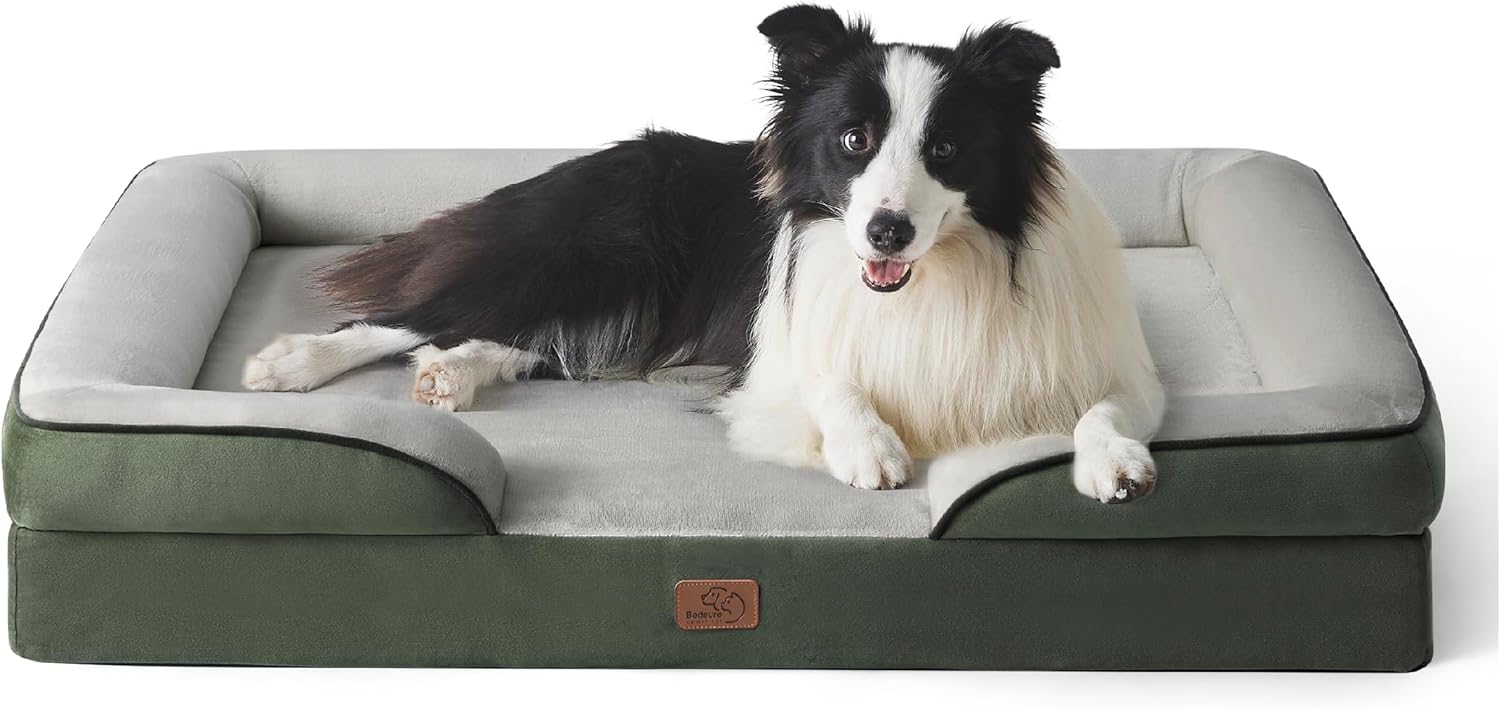 Bedsure Orthopedic Dog Beds Large Sized Dog - Washable Large Dog Cat Bed Waterproof, Comfort Dogs Couch Sofa with Washable Removable Cover, Pet Bed with Nonskid Bottom, Grey, 35"