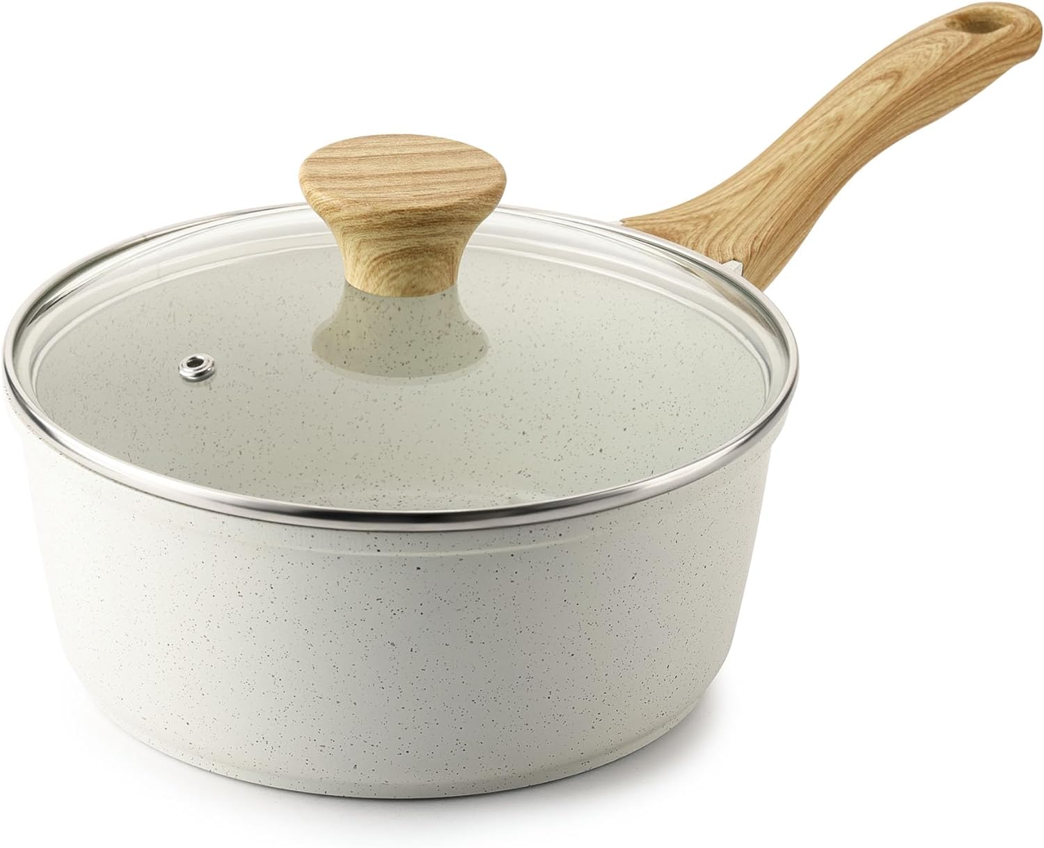 SENSARTE 1.5 Qt Nonstick Saucepan, Granite Coating, Induction Compatible