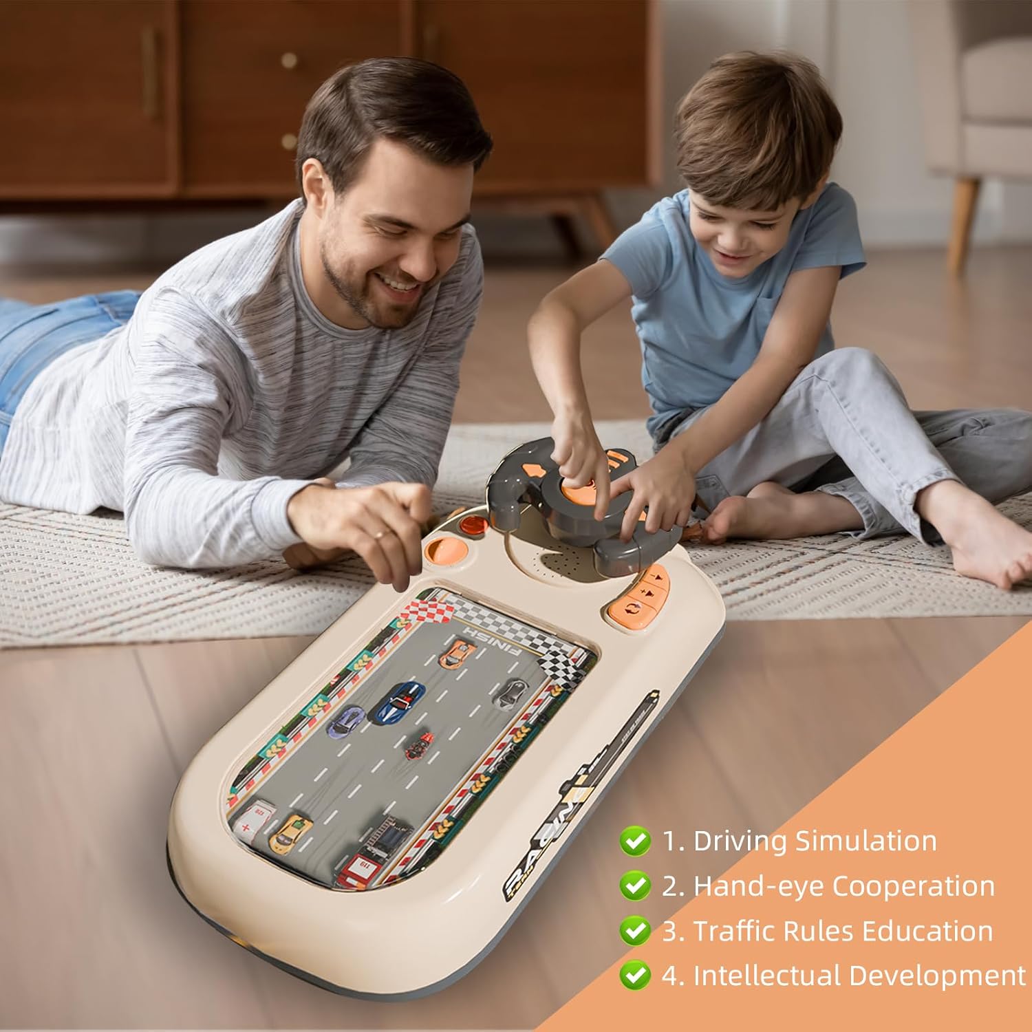 Racing Adventure Car Steering Wheel, Toddler Steering Wheel Toy with 8 Melodies and Engine Sounds,Toddler Simulated Driving Car Racing Games with Sound Age 3+ Years