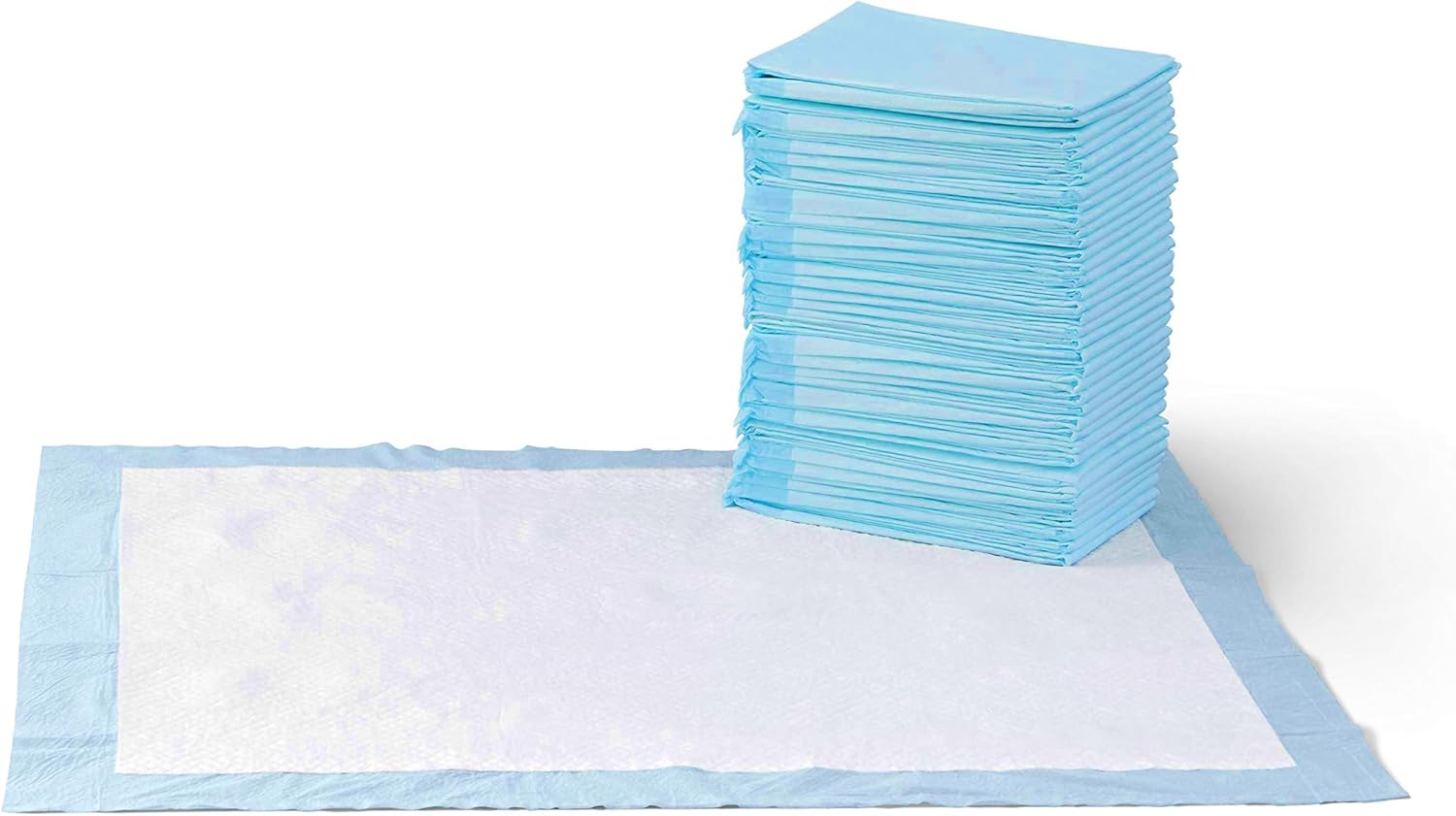 Dog and Puppy Pee Pads, 5-Layer Leak-Proof Super Absorbent, Quick-Dry Surface, Potty Training, Regular (22x22"), 100 Count, Blue & White