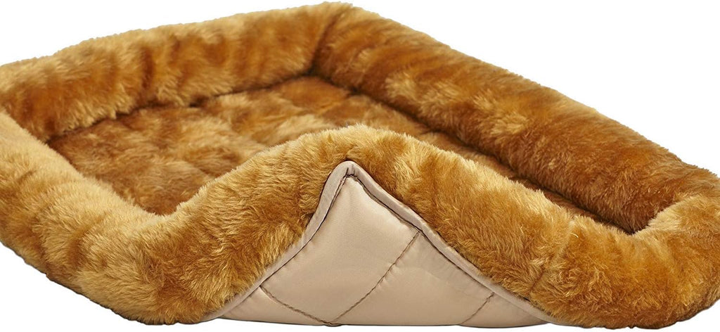 MidWest Homes for Pets QuietTime XXS Dog Bed – Cinnamon Faux Fur Bolster, Ultra-Soft and Machine Washable, Fits 18-Inch Crates and Carriers, for Small Dogs and Cats