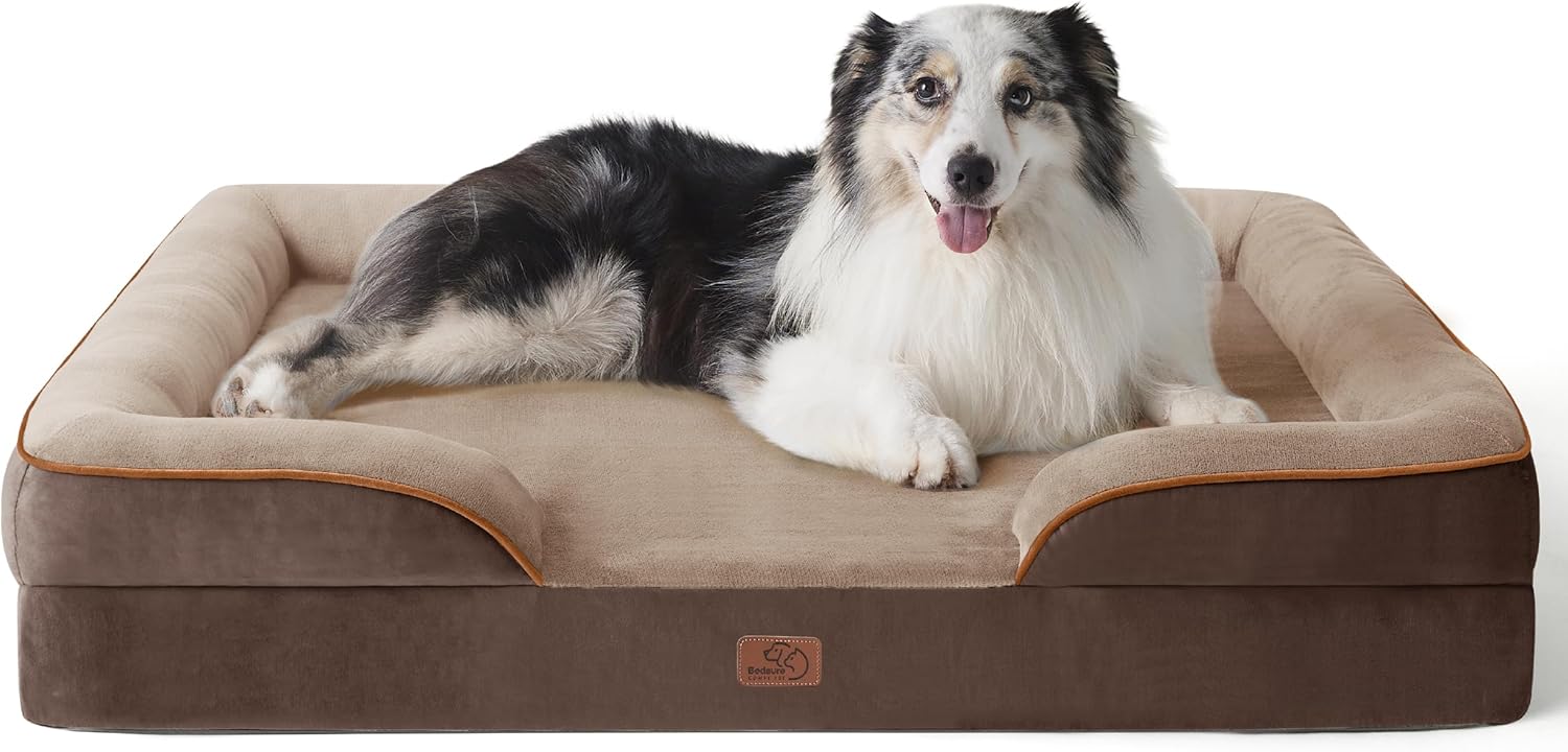 Bedsure Orthopedic Dog Beds Large Sized Dog - Washable Large Dog Cat Bed Waterproof, Comfort Dogs Couch Sofa with Washable Removable Cover, Pet Bed with Nonskid Bottom, Grey, 35"