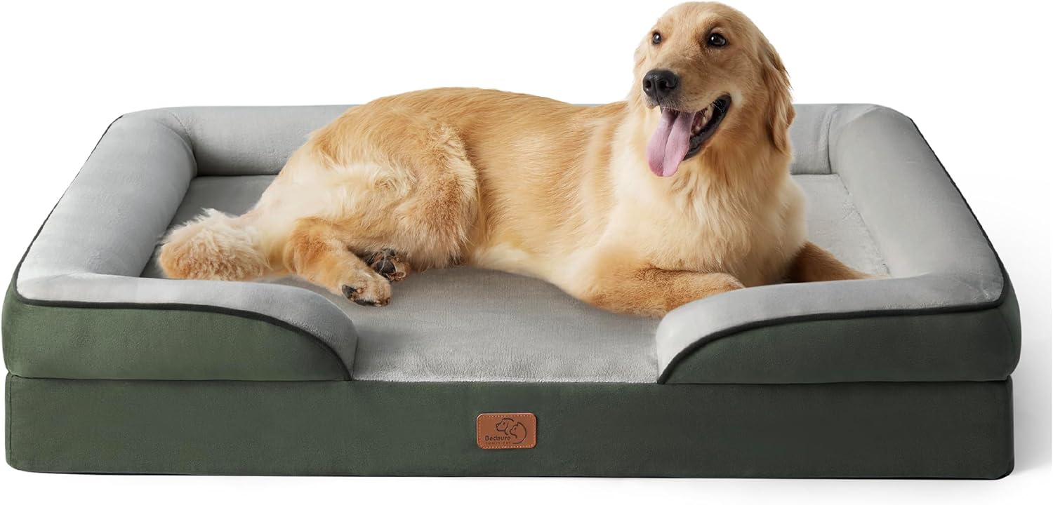 Bedsure Orthopedic Dog Beds Large Sized Dog - Washable Large Dog Cat Bed Waterproof, Comfort Dogs Couch Sofa with Washable Removable Cover, Pet Bed with Nonskid Bottom, Grey, 35"