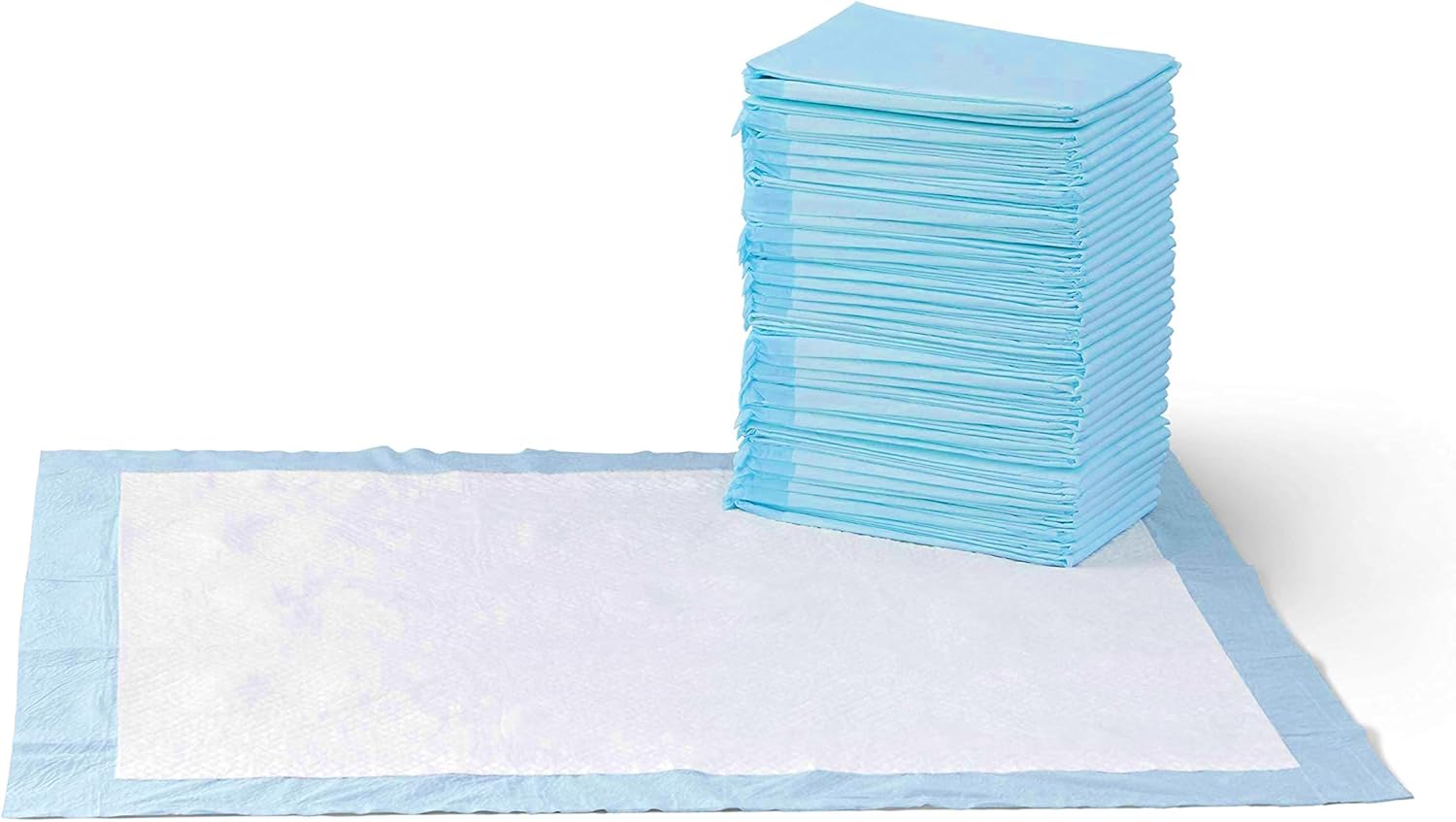 Dog and Puppy Pee Pads, 5-Layer Leak-Proof Super Absorbent, Quick-Dry Surface, Potty Training, Regular (22x22"), 100 Count, Blue & White