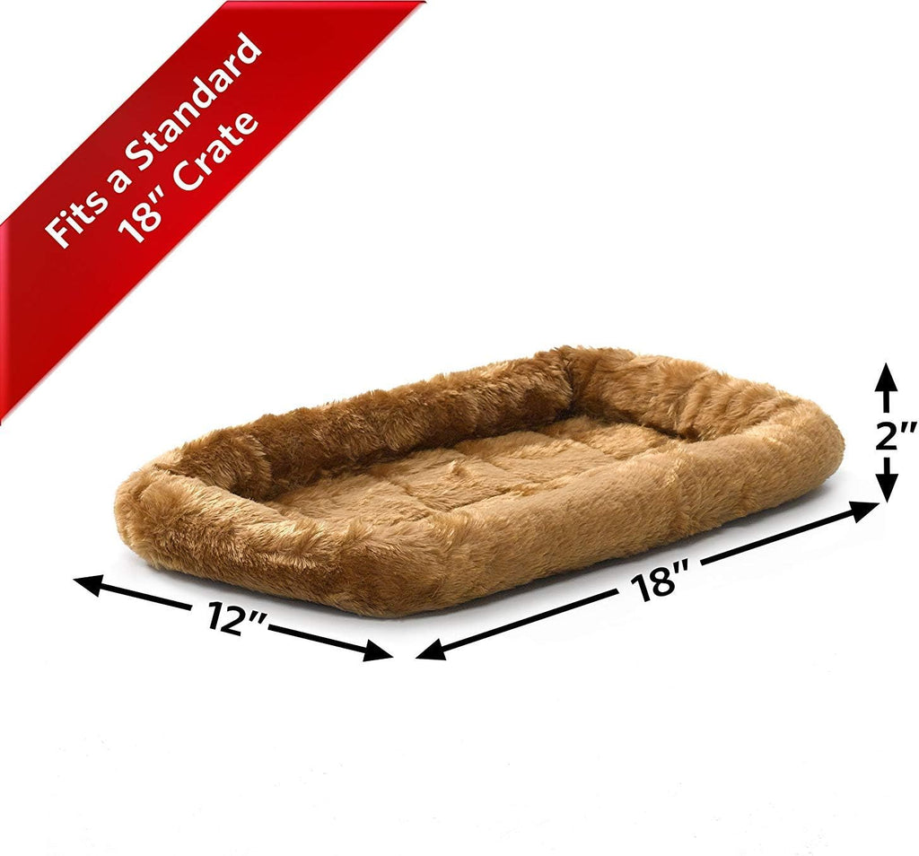 MidWest Homes for Pets QuietTime XXS Dog Bed – Cinnamon Faux Fur Bolster, Ultra-Soft and Machine Washable, Fits 18-Inch Crates and Carriers, for Small Dogs and Cats