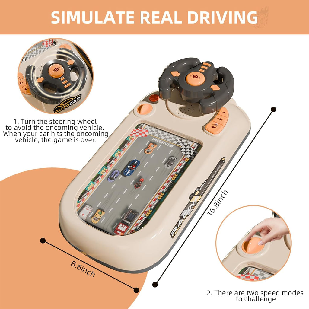 Racing Adventure Car Steering Wheel, Toddler Steering Wheel Toy with 8 Melodies and Engine Sounds,Toddler Simulated Driving Car Racing Games with Sound Age 3+ Years
