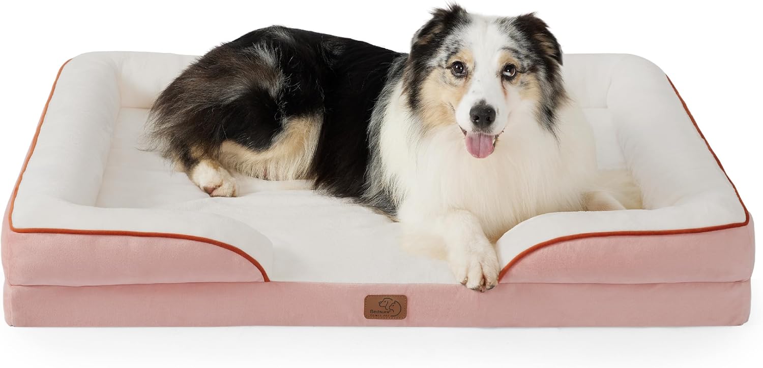 Bedsure Orthopedic Dog Beds Large Sized Dog - Washable Large Dog Cat Bed Waterproof, Comfort Dogs Couch Sofa with Washable Removable Cover, Pet Bed with Nonskid Bottom, Grey, 35"