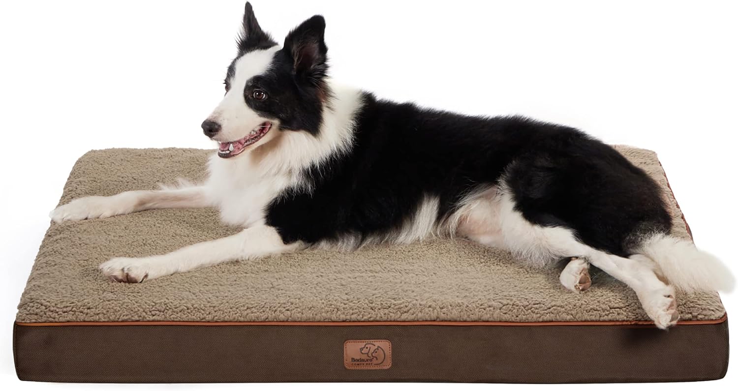 Bedsure Dog Beds Large Sized Dog - Comfy Flat Pet Beds with Removable Washable Cover, Orthopedic Egg Crate Foam Puppy Mat, Suitable for Pet Up to 65 lbs