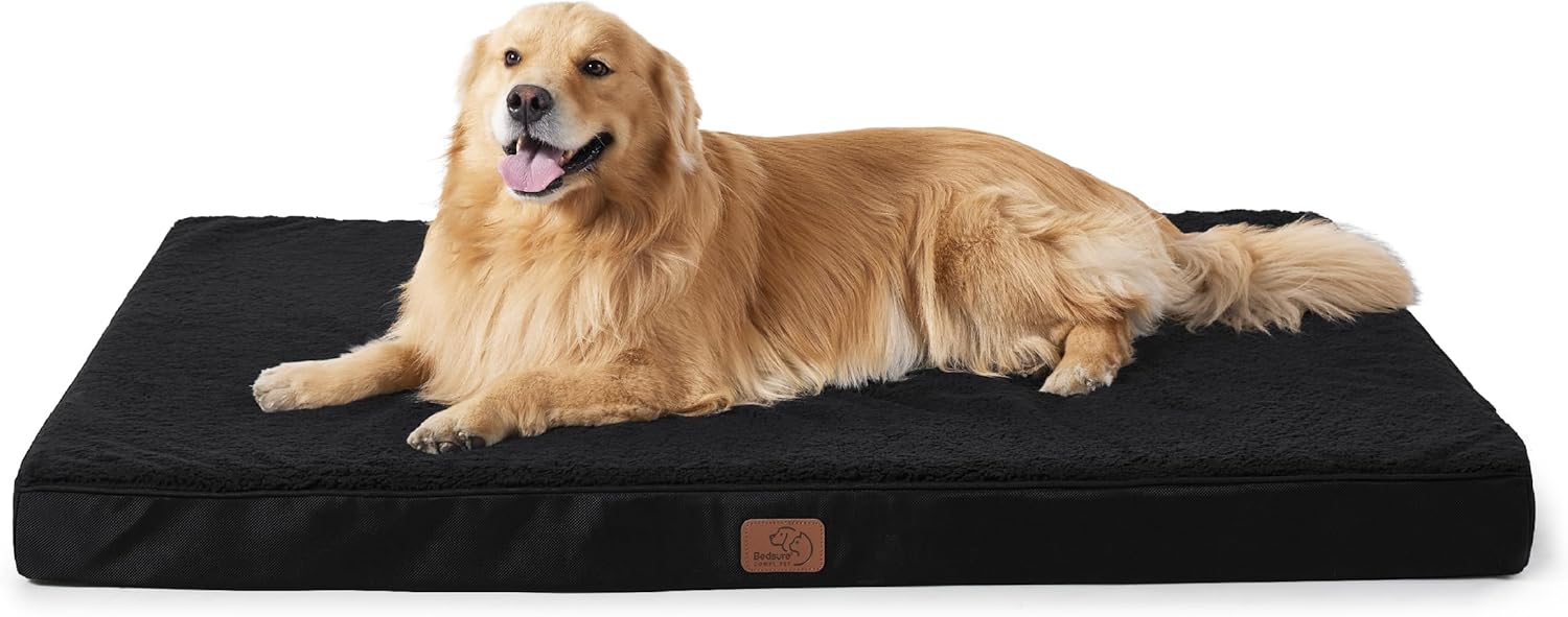 Bedsure Dog Beds Large Sized Dog - Comfy Flat Pet Beds with Removable Washable Cover, Orthopedic Egg Crate Foam Puppy Mat, Suitable for Pet Up to 65 lbs