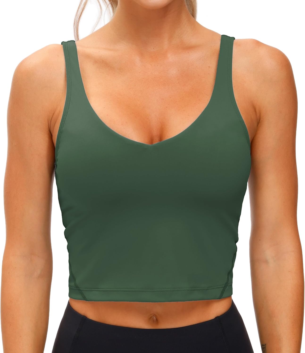 THE GYM PEOPLE Womens' Sports Bra Longline Wirefree Padded with Medium Support