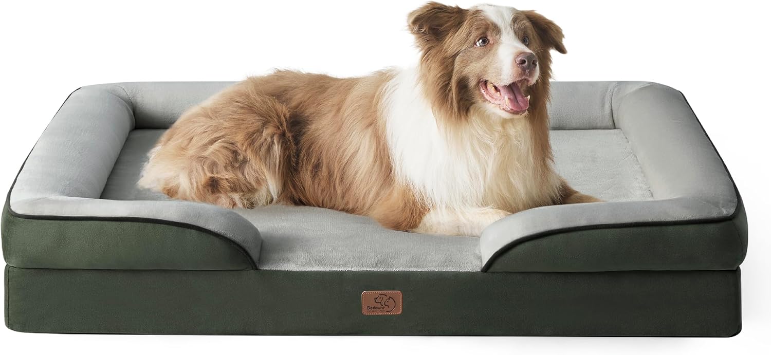 Bedsure Orthopedic Dog Beds Large Sized Dog - Washable Large Dog Cat Bed Waterproof, Comfort Dogs Couch Sofa with Washable Removable Cover, Pet Bed with Nonskid Bottom, Grey, 35"