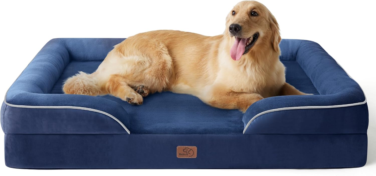 Bedsure Orthopedic Dog Beds Large Sized Dog - Washable Large Dog Cat Bed Waterproof, Comfort Dogs Couch Sofa with Washable Removable Cover, Pet Bed with Nonskid Bottom, Grey, 35"