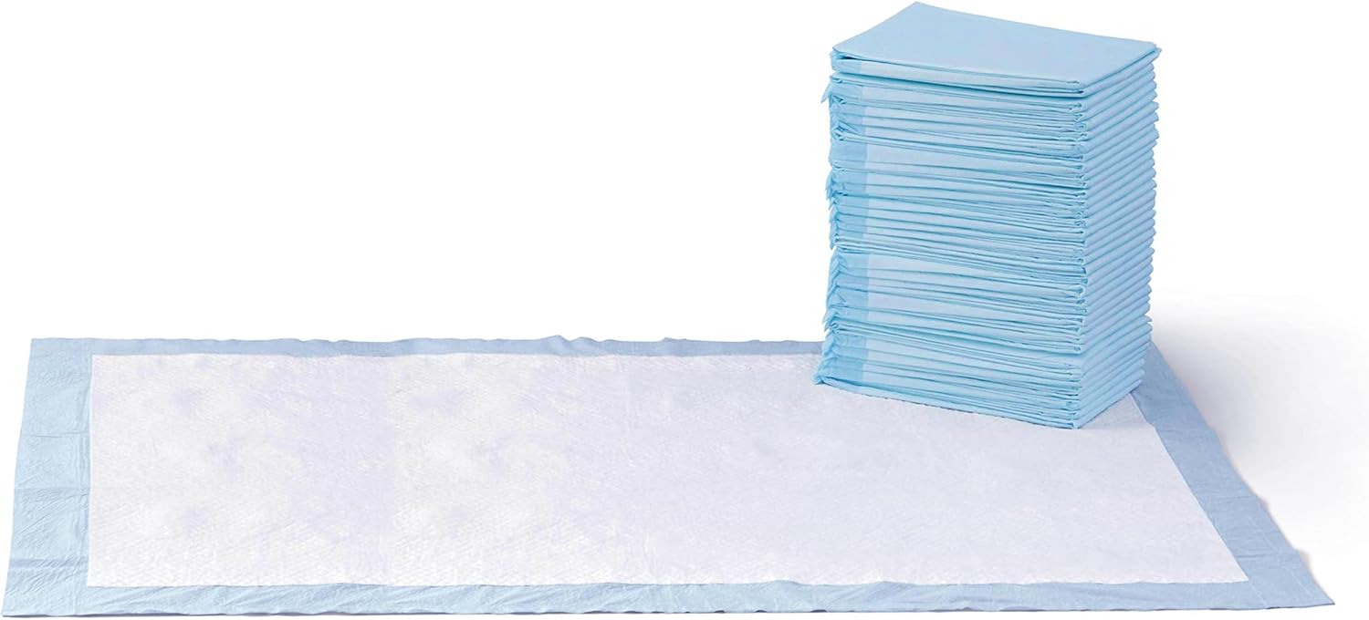 Dog and Puppy Pee Pads, 5-Layer Leak-Proof Super Absorbent, Quick-Dry Surface, Potty Training, Regular (22x22"), 100 Count, Blue & White