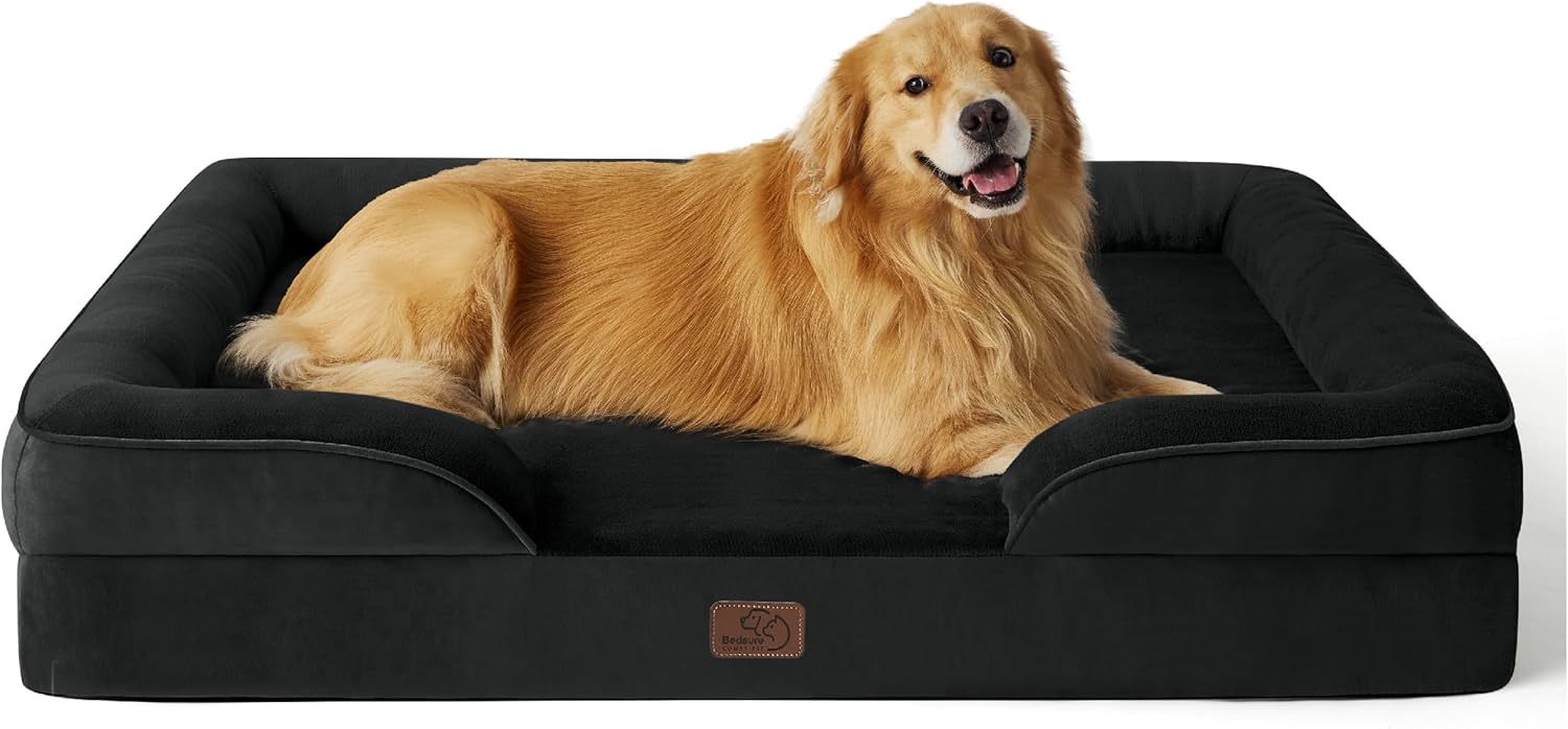 Bedsure Orthopedic Dog Beds Large Sized Dog - Washable Large Dog Cat Bed Waterproof, Comfort Dogs Couch Sofa with Washable Removable Cover, Pet Bed with Nonskid Bottom, Grey, 35"