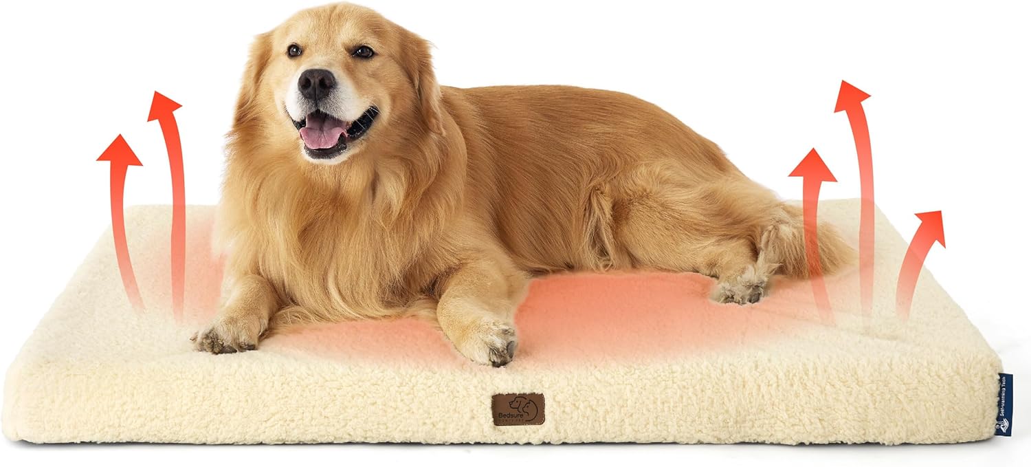 Bedsure Dog Beds Large Sized Dog - Comfy Flat Pet Beds with Removable Washable Cover, Orthopedic Egg Crate Foam Puppy Mat, Suitable for Pet Up to 65 lbs