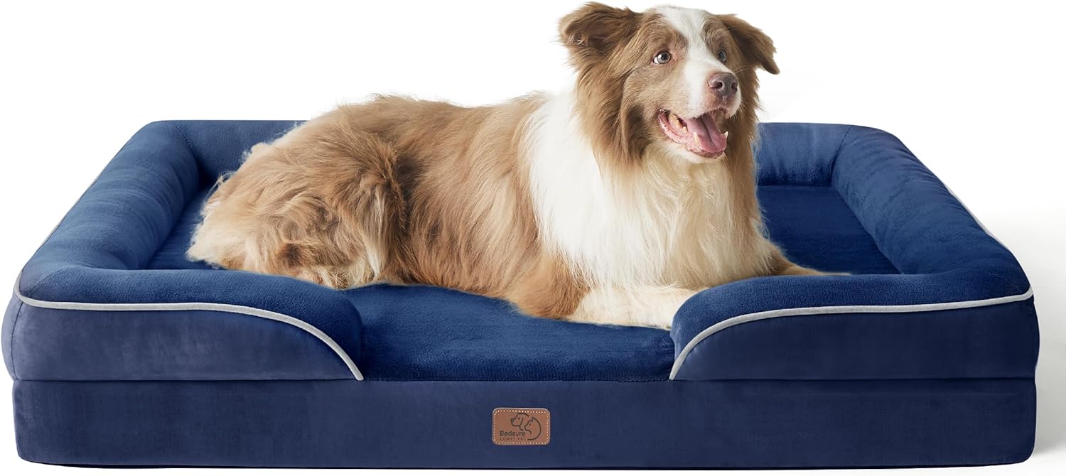 Bedsure Orthopedic Dog Beds Large Sized Dog - Washable Large Dog Cat Bed Waterproof, Comfort Dogs Couch Sofa with Washable Removable Cover, Pet Bed with Nonskid Bottom, Grey, 35"