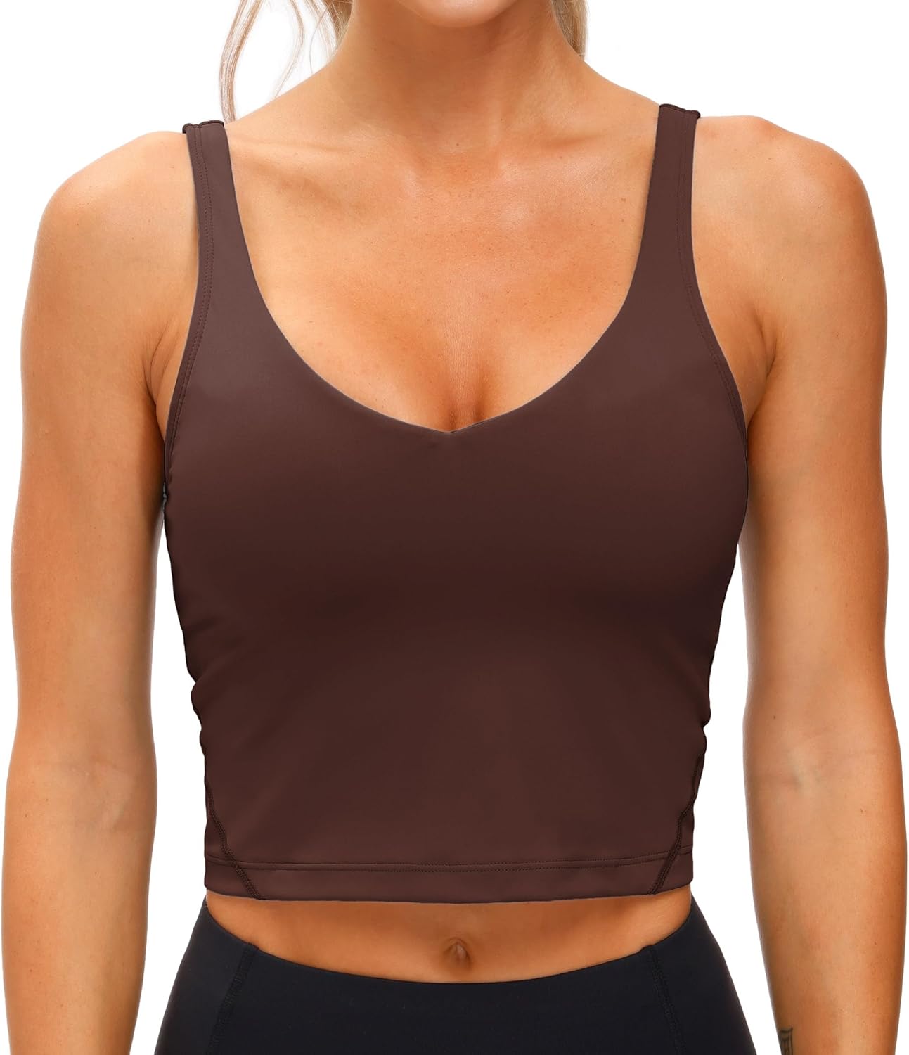 THE GYM PEOPLE Womens' Sports Bra Longline Wirefree Padded with Medium Support