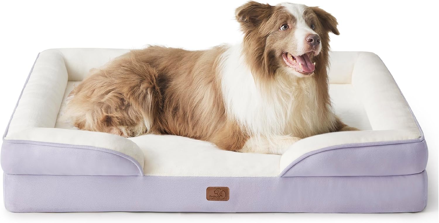 Bedsure Orthopedic Dog Beds Large Sized Dog - Washable Large Dog Cat Bed Waterproof, Comfort Dogs Couch Sofa with Washable Removable Cover, Pet Bed with Nonskid Bottom, Grey, 35"