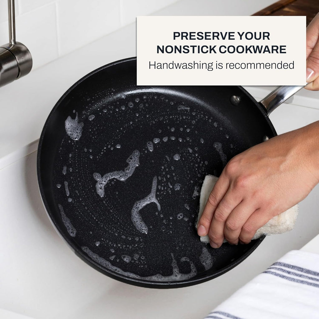 All-Clad HA1 Hard Anodized Non Stick Fry Pan Set 2 Piece, 8, 10 Inch, Induction, Oven Broiler Safe 500F, Pots and Pans Set, Kitchen Frying Pans, Skillets, Premium Cookware, Home, Dishwasher Safe Black