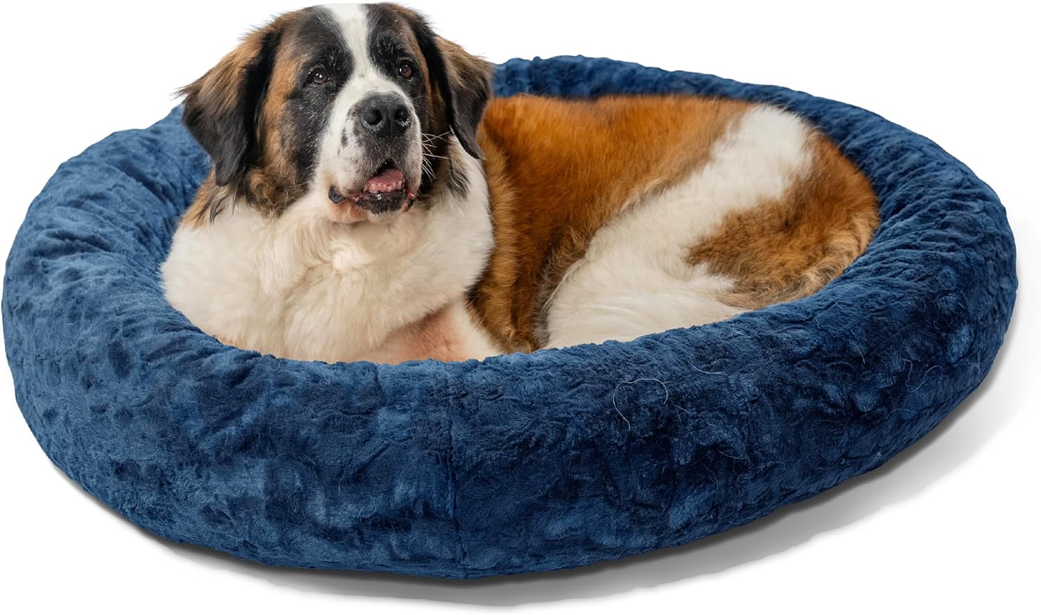 Best Friends by Sheri Original Calming Donut Dog and Cat Bed, Shag Faux Fur, Taupe, (23in x 23in) - Anxiety Relief for Pets Up to 25 lbs
