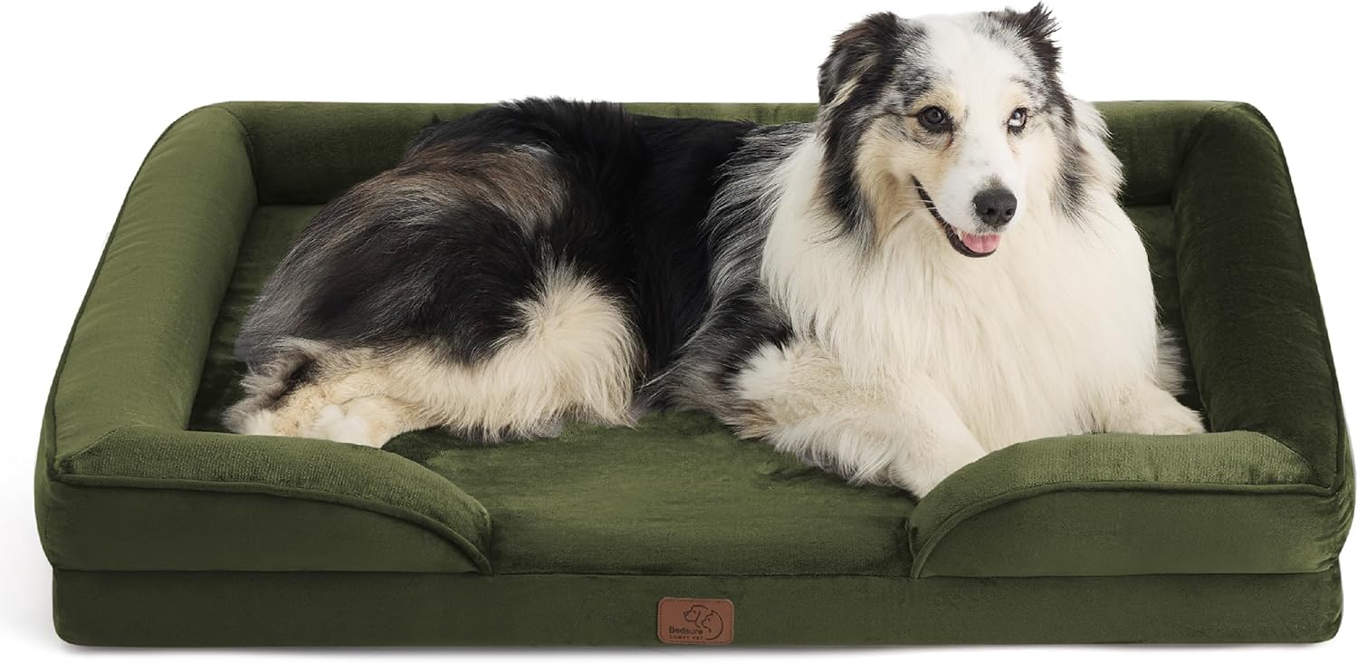 Bedsure Orthopedic Dog Beds Large Sized Dog - Washable Large Dog Cat Bed Waterproof, Comfort Dogs Couch Sofa with Washable Removable Cover, Pet Bed with Nonskid Bottom, Grey, 35"