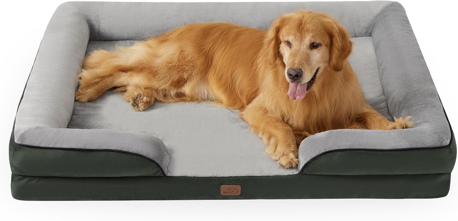 Bedsure Orthopedic Dog Beds Large Sized Dog - Washable Large Dog Cat Bed Waterproof, Comfort Dogs Couch Sofa with Washable Removable Cover, Pet Bed with Nonskid Bottom, Grey, 35"