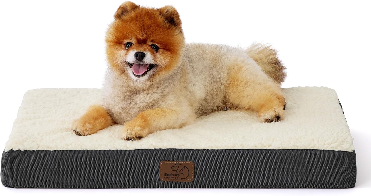 Bedsure Dog Beds Large Sized Dog - Comfy Flat Pet Beds with Removable Washable Cover, Orthopedic Egg Crate Foam Puppy Mat, Suitable for Pet Up to 65 lbs