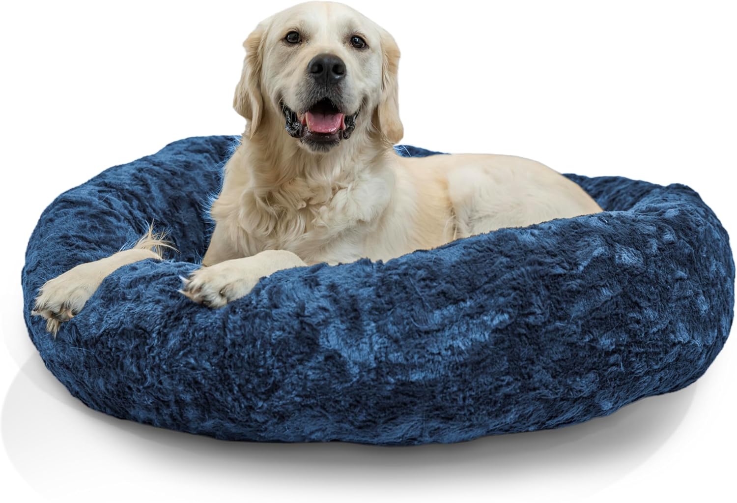 Best Friends by Sheri Original Calming Donut Dog and Cat Bed, Shag Faux Fur, Taupe, (23in x 23in) - Anxiety Relief for Pets Up to 25 lbs