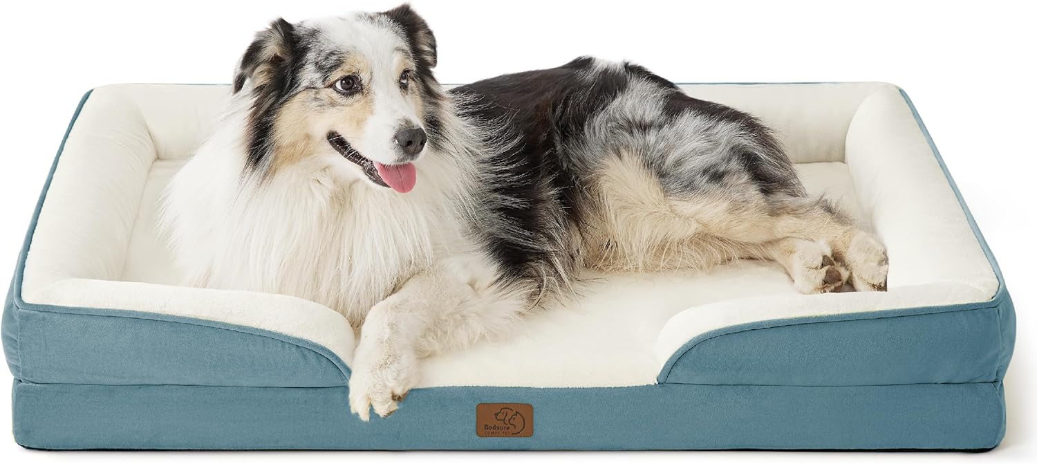 Bedsure Orthopedic Dog Beds Large Sized Dog - Washable Large Dog Cat Bed Waterproof, Comfort Dogs Couch Sofa with Washable Removable Cover, Pet Bed with Nonskid Bottom, Grey, 35"