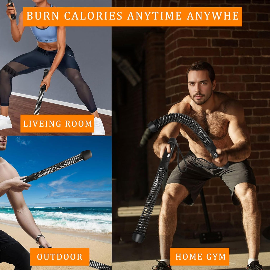 Ropeless Battle Ropes for Home Gym-Cordless Training Rope Fitness Equipment for Men & Women,Weighted Workout Ropes for HIIT,Versatile Exercise Equipment for Home and Travel Exercise(Black)