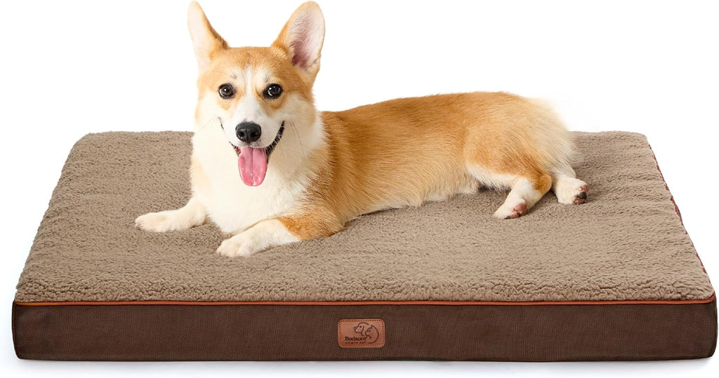 Bedsure Dog Beds Large Sized Dog - Comfy Flat Pet Beds with Removable Washable Cover, Orthopedic Egg Crate Foam Puppy Mat, Suitable for Pet Up to 65 lbs