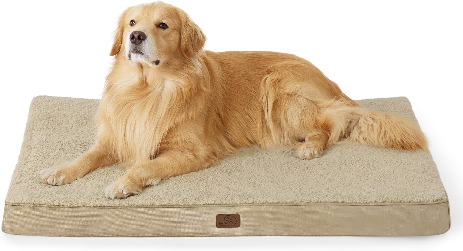 Bedsure Dog Beds Large Sized Dog - Comfy Flat Pet Beds with Removable Washable Cover, Orthopedic Egg Crate Foam Puppy Mat, Suitable for Pet Up to 65 lbs