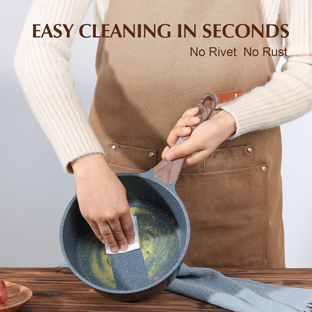 SENSARTE 1.5 Qt Nonstick Saucepan, Granite Coating, Induction Compatible