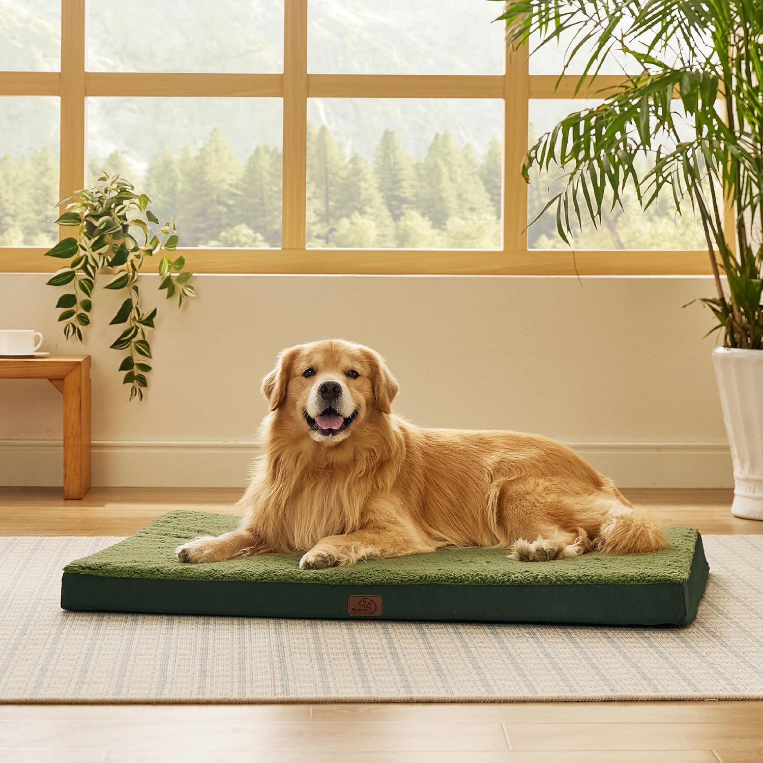 Bedsure Dog Beds Large Sized Dog - Comfy Flat Pet Beds with Removable Washable Cover, Orthopedic Egg Crate Foam Puppy Mat, Suitable for Pet Up to 65 lbs