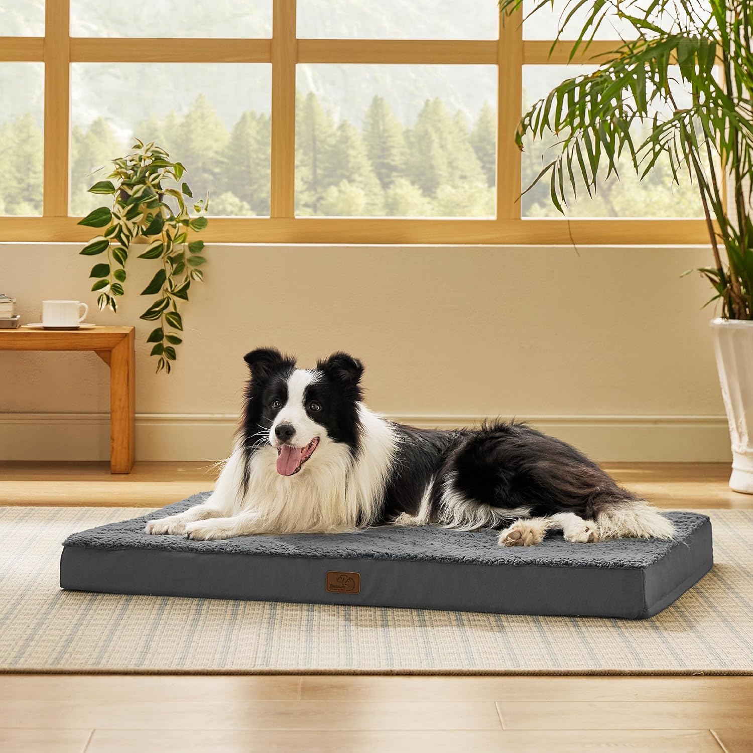 Bedsure Dog Beds Large Sized Dog - Comfy Flat Pet Beds with Removable Washable Cover, Orthopedic Egg Crate Foam Puppy Mat, Suitable for Pet Up to 65 lbs